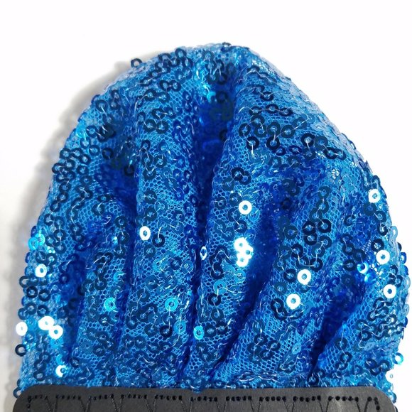 Men's French Blue Sequin Pre-Folded Pocket Square Insert - Fan Design - Picture 5 of 7